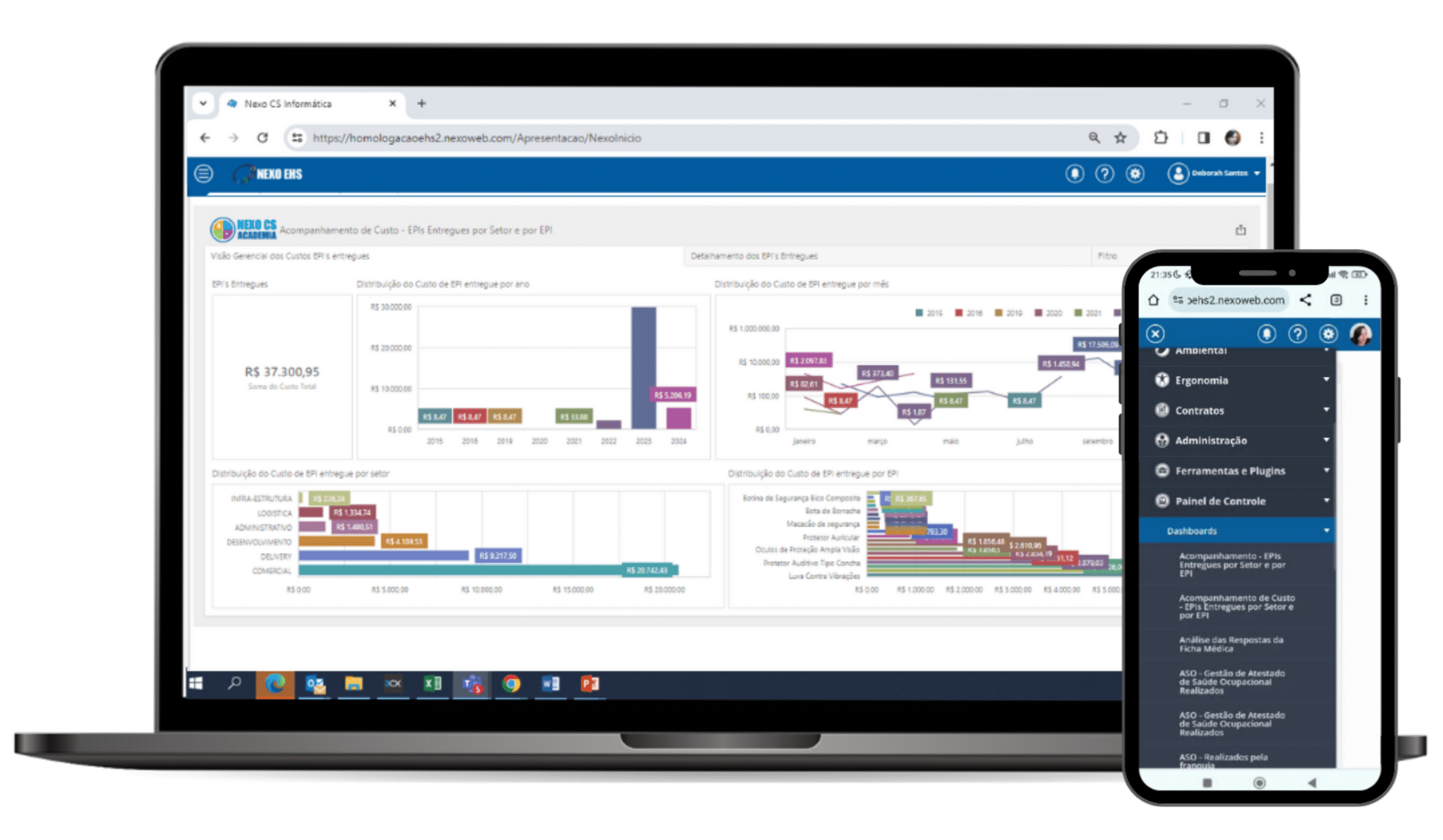 Plataforma NEXO EHS — dashboard de gestão de EHS
